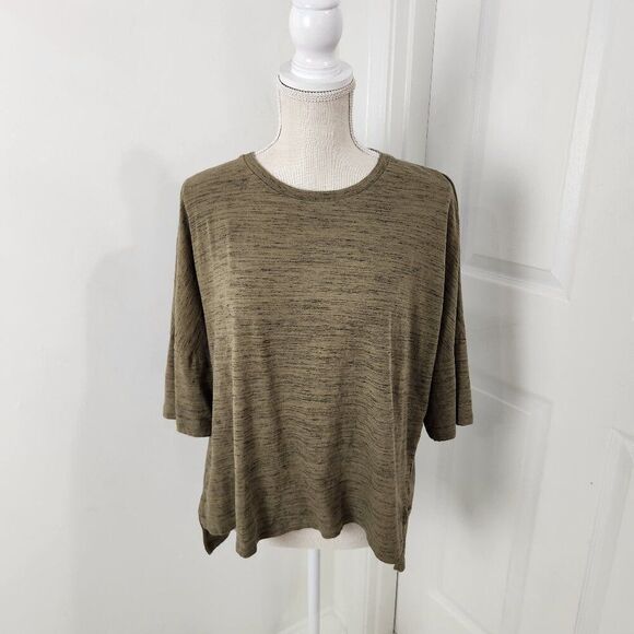 Ted Baker Top Womens 5 Green Heathered Hi Low Hem Side Slits Neutral Boho - Picture 1 of 14